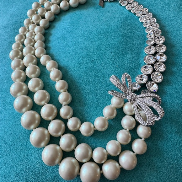 Kate Spade Pearl and Silver Necklace with Bow - Picture 4 of 5